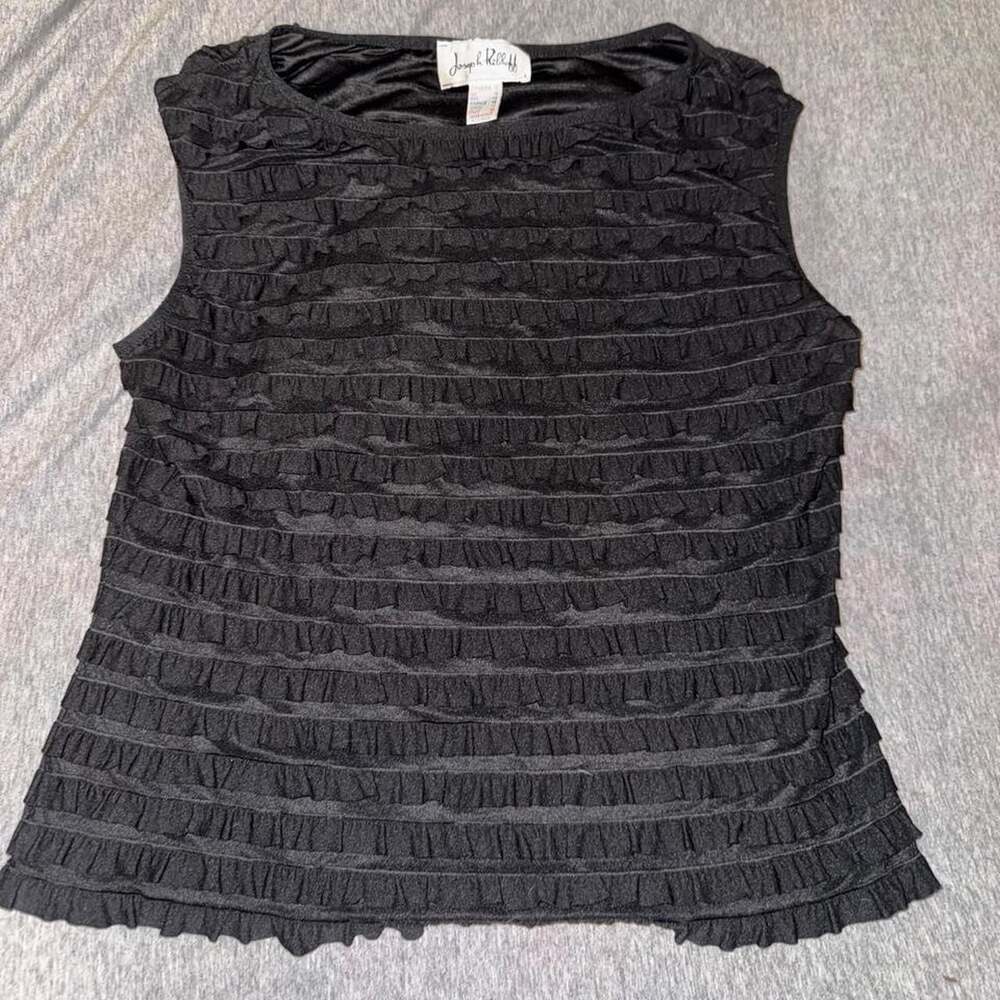 Joseph Ribkoff Sleeveless Black Ruffle Tank Top